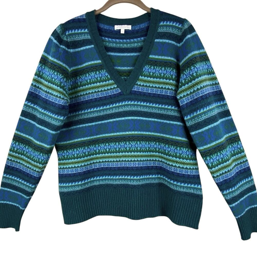 Ann Mashburn Fair Isle 100% Extra Fine Merino Wool Sweater Size L